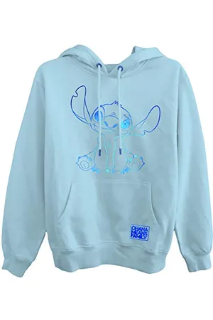 Disney Lilo and Stitch Damen Kapuzenpullover Klassisch Lilo und Stitch mit Aluminiumfolie Hellblau, , 46