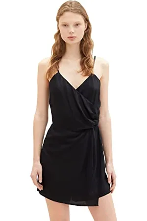 TOM TAILOR Damen 1036938 Jumpsuit in Wickel-Optik, 14482-Deep Black, M