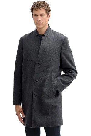 TOM TAILOR Herren 1042405 3-Knopf Wollmantel mit Stehkragen, 32680-Blueish Salt and Pepper, L