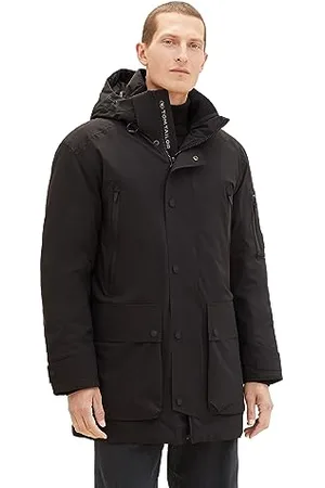 TOM TAILOR Herren 1037354 Hybrid Daunenmantel mit Abnehmbarer Kapuze, 29999-Black, L