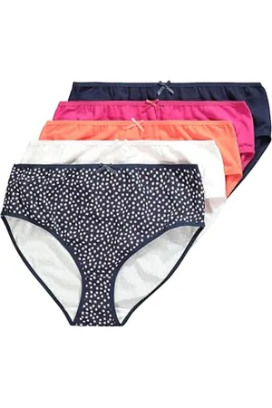 Ulla Popken Damen Midislips, 5er-Pack, Punkte/Einfarbig Slip, , 58-60 EU