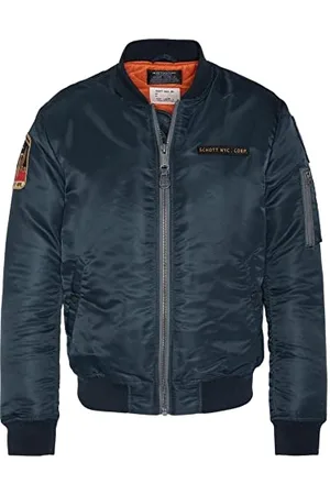 Schott NYC Unisex Airvintrs Bomber Badges Schott Jacket, , Small