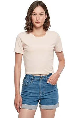 Build Your Brand Damen BY042-Ladies Cropped Tee T-Shirt, pink, XL