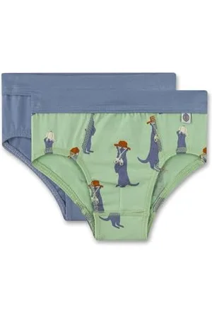 Sanetta Jungen-Slips (Doppelpack) & blau | Hochwertige und nachhaltige Unterhose für Jungen aus Baumwoll-Mix. Inhalt: 2er Set Unterwäsche für Jungen 128