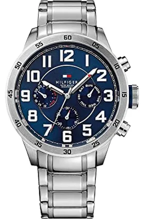Tommy Hilfiger Multi Zifferblatt Quarz Uhr für Herren mit Silbernes Edelstahlarmband - 1791053