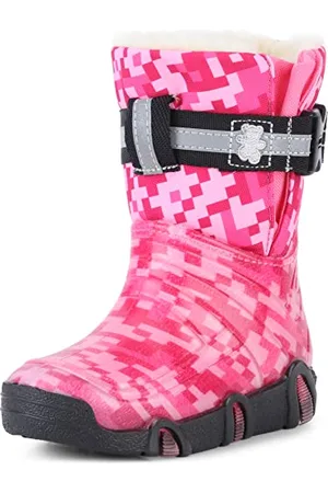 Ladeheid Kinder Mädchen Jungen Schneestiefel mit Muster Winterstiefel Gummistiefel gefüttert LAZT008(06-Rosa, 31/32 EU)