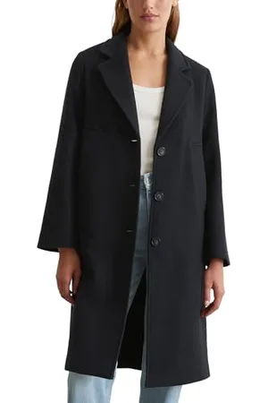 Marc O’ Polo Marc OߴPolo Damen Mantel mit Reverskragen knielang, Blau (Deep Blue Sea), 36