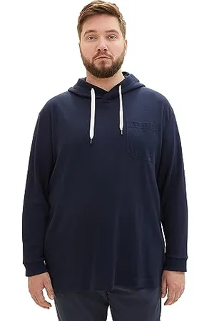 TOM TAILOR Herren 1039947 Strukturiertes Langarmshirt mit Kapuze, 10668-sky Captain Blue, 5XL