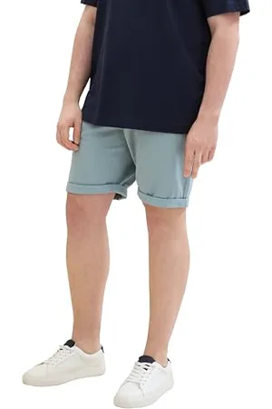 TOM TAILOR Herren Plussize Slim Chino Bermuda Shorts mit Stretch, grey mint, 46