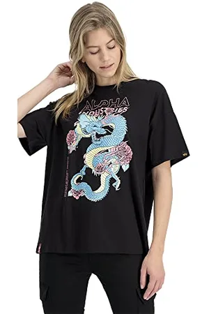Alpha Industries Damen Heritage Dragon OS T Wmn T-Shirt, Black, Small