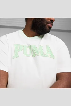 PUMA Unisex Squad Big Graphic Tee T-Shirt, White-Fresh Mint, M