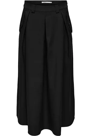 ONLY Damen Onlginny Hw Mel Wide Long Skirt PNT Rock, Black, X-Small