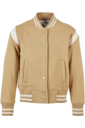 Urban classics Mädchen Girls Inset College Sweat Jacket Jacke, unionbeige/whitesand, 134/140