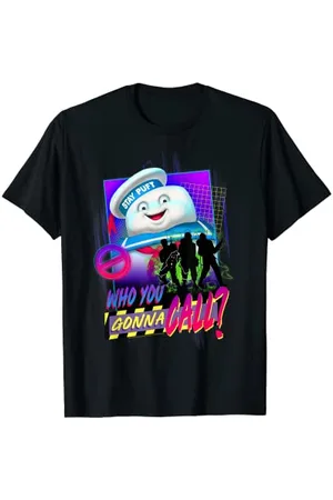 Ghostbusters Who You Gonna Call? Retro Neon Poster T-Shirt