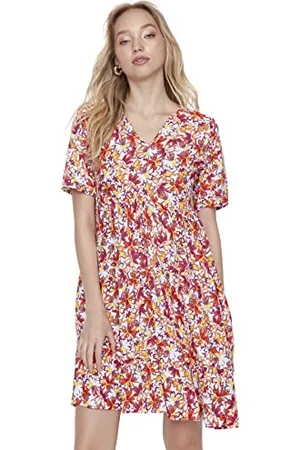 Trendyol Damen Mini skaters regular jurk Kleid, Ecru, 88 EU