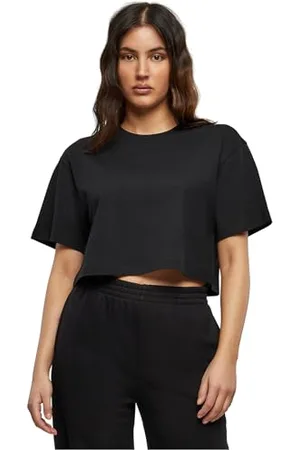 Build Your Brand Damen BY264-Ladies Short Oversized Tee T-Shirt, Black, XXL