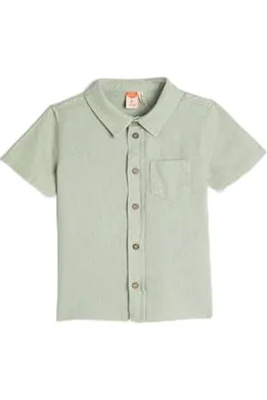 Koton Babyboy Shirt Linen Blend Short Sleeve Single Pocket Detail