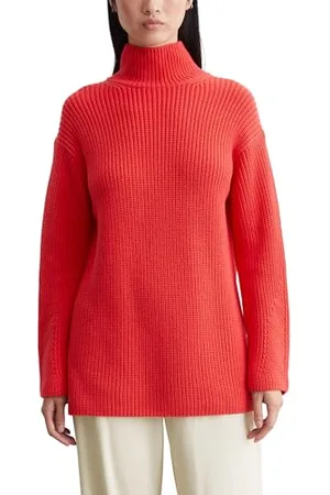 Marc O’ Polo Marc OߴPolo Damen Strickpullover aus Bio-Baumwolle Oversized Fit, Orange (Poppy Red), L