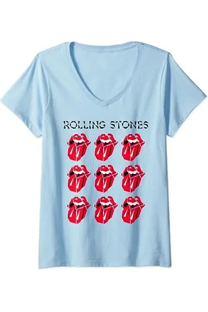 The Rolling Stones Offizielle HD Multi Tongue T-Shirt mit V-Ausschnitt