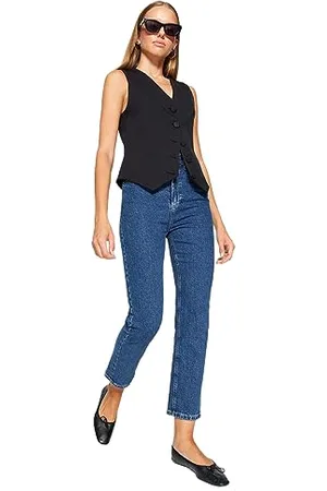 Trendyol Damen Gerade Hohe Taille Jeans, , 42 EU