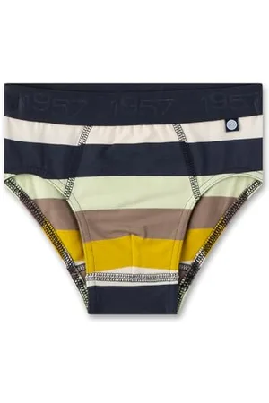 Sanetta Jungen-Unterhose | Hochwertige und nachhaltige Unterhose für Jungen aus Bio-Baumwolle. Slip mit Webbund im Blockringel-Design | Unterwäsche für Jungen