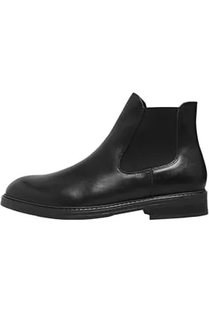 SELECTED Herren SLHBLAKE Leather Chelsea Boot B NOOS Stiefel, Black, 44 EU