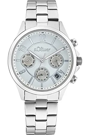 QS by s.Oliver Armbanduhr Damen Multifunktion Analog, mit Edelstahl Armband, , 5 bar Wasserdicht, Multifunktion, Kommt in Uhren Geschenk Box, 2033556
