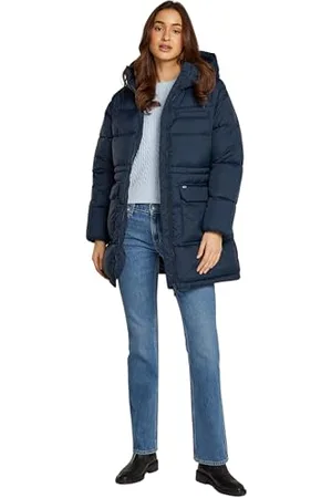 Tommy Hilfiger Damen Daunenmantel Midi Puffer mit Kapuze, (Dark Night Navy), XXS