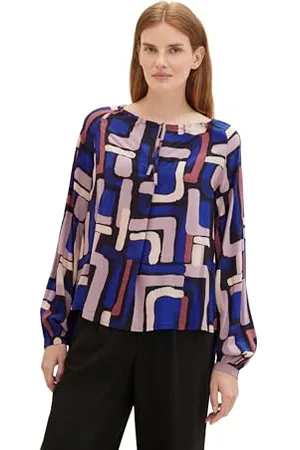 TOM TAILOR Damen Tunica Bluse mit Muster , black abstract design, 40