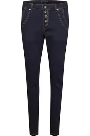 Cream Jeans CRSandy Damen Jeans mit Knopfleiste Curved Fit Casual Damenjeans Boyfriend Denim Hose 34