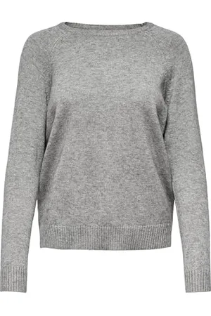 ONLY Damen , Rundhals , Onllesly Kings L/S Knt Noos Pullover, Medium, Langarm, Grey Melange/, M EU