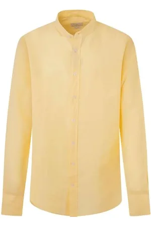 Hackett Herren Garment DYE Linen Hemd, Yellow (Yellow), XL