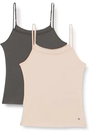 Tommy Hilfiger Damen 2er Pack Tops Stretch, Mehrfarbig (Balanced Beige/Dark Ash), XL
