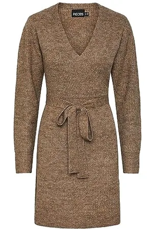 Pieces® Damen Pcellen Ls Wrap Knit Dress Noos Bc, , S