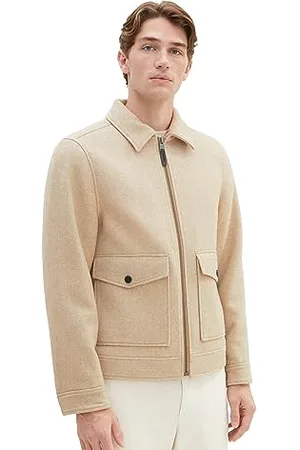 TOM TAILOR Herren 1037344 Wolljacke mit gestepptem Innenfutter, 32526-big beige Herringbone Optic, L