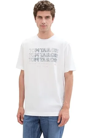 TOM TAILOR Herren 1043284 Basic T-Shirt mit Logo-Print, 20000-White, XXL