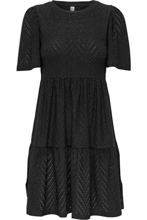 JDY Damen CARLA CATHINKA S/S Dress JRS ATK Kleid, Black, Medium