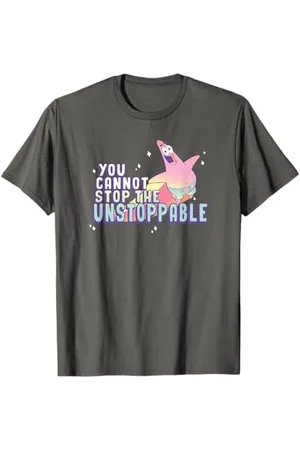 Spongebob Unisex-Erwachsenen T-Shirt mit Patrick Star, , S, Cartoon-Muster, Klassische Passform, Halbarm, Crew-Ausschnitt, Casual, Geburtstag, EU 38/39