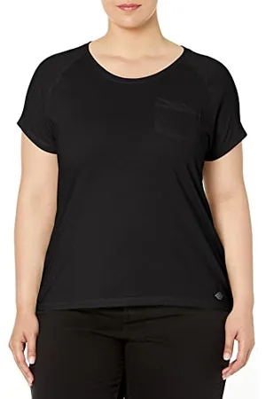 Dickies T-Shirt for Women, Short Sleeved Performance T-Shirt, Chest Pocket, Black, S