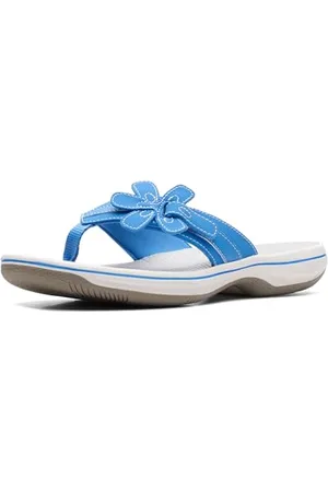 Clarks Brinkley Flora Flip-Flop, Blue Synthetic, 11 Medium