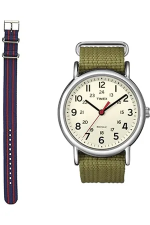 Timex Unisex Quarz mit Nylon Armband T2N651PF + Weekender Unisex Uhrenarmband TW7C03300