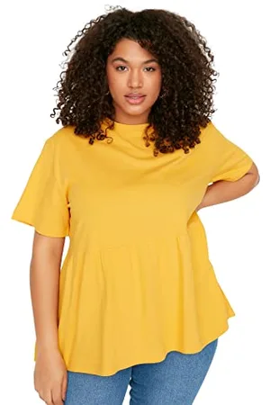 Trendyol Damen Women Crew Neck Knit Plus Size Relaxed Fit Basic Strick-T-Shirt mit Rundhalsausschnitt in Übergröße, , 3XL Größen