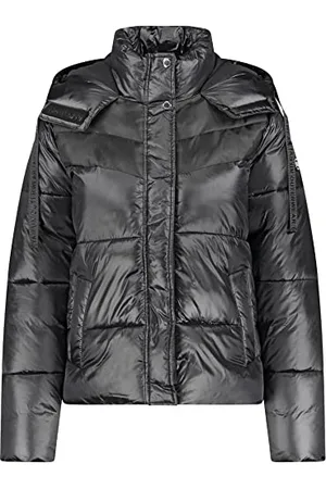Taifun Damen Steppjacke mit Glanz-Finish Langarm unifarben Black 46