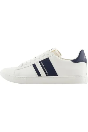Armani Exchange Herren Paris Double line Sneaker, Off White+ Navy, 41 EU