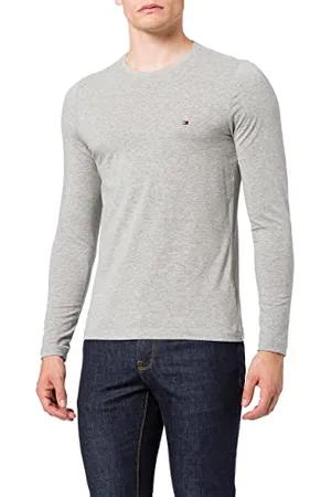 Tommy Hilfiger Herren Langarmshirt Baumwolle , Grau (Light Grey Heather), 3XL