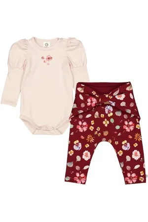 Müsli By Green Cotton Baby Girls Dazzle Set Base Layer, Cabernet/Nightingale/Poetry Green, 68