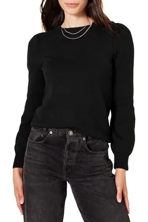 Amazon Damen Soft-Touch-Pullover mit plissierter Schulter und Rundhalsausschnitt, , M