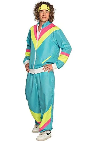 Boland Kostüm für Erwachsene Trainingsanzug 80er Jahre mit Taschen, Jacke und Hose, Campinganzug, Jogginganzug, Assi Anzug, Retro Style, Gruppenkostüm, Mottoparty, Karneval
