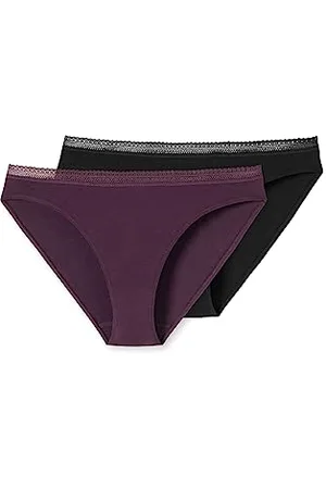 Schiesser Damen 2 Pack Slip Spitze-Cotton Mix Unterwäsche, , 48 (2er Pack)