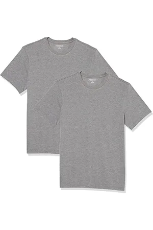 Amazon Herren T-Shirt mit kurzen Ärmeln und Rundhalsausschnitt in schmaler Passform, 2er-Pack, , S